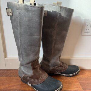 Sorel Slimpack NL2007-051 Knee High Riding Boots Gray Brown Waterproof Sz 8.5